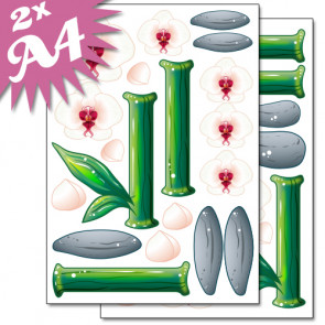 Wandsticker Set A4 - Weiße Orchideen