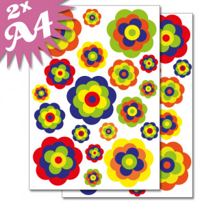 Wandsticker Set A4 - retro Blumen