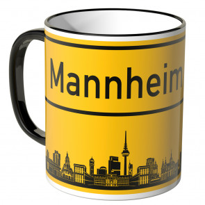 JUNIWORDS Tasse Ortsschild Skyline Mannheim