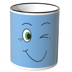 JUNIWORDS Tasse lustiges Gesicht - blau