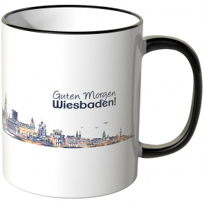 JUNIWORDS Tasse "Guten Morgen Wiesbaden!" Skyline bei Nacht