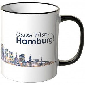 JUNIWORDS Tasse "Guten Morgen Hamburg!" Skyline bei Nacht