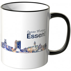 JUNIWORDS Tasse "Guten Morgen Essen!" Skyline bei Nacht