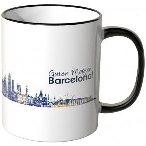 JUNIWORDS Tasse "Guten Morgen Barcelona!" Skyline bei Nacht