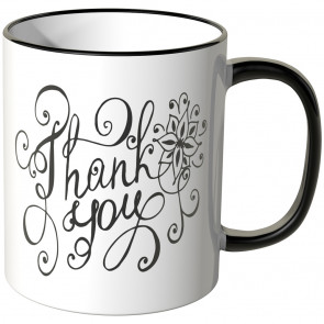 JUNIWORDS Tasse Thank you mit Schnörkel