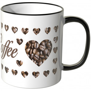 JUNIWORDS Tasse Coffee mit Kaffeebohnen