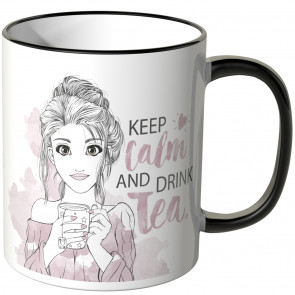 JUNIWORDS Tasse Keep calm and drink tea - aquarell
