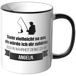 JUNIWORDS Tasse Sieht vielleicht so aus, als würde ich dir zuhören. - Angeln