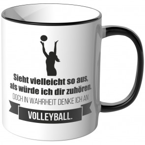 JUNIWORDS Tasse Sieht vielleicht so aus, als würde ich dir zuhören - Volleyball 