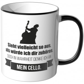 JUNIWORDS Tasse Sieht vielleicht so aus, als würde ich dir zuhören - Cello