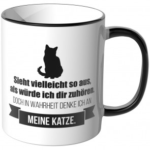 JUNIWORDS Tasse Sieht vielleicht so aus, als würde ich dir zuhören - Katze