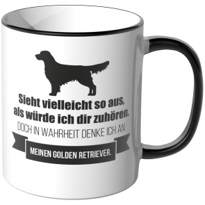 JUNIWORDS Tasse Sieht vielleicht so aus, als würde ich dir zuhören - Golden Retriever