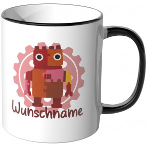 JUNIWORDS Tasse Roter Roboter Wunschname