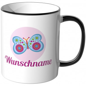 JUNIWORDS Tasse Schmetterling mit Wunschname - Motiv 1