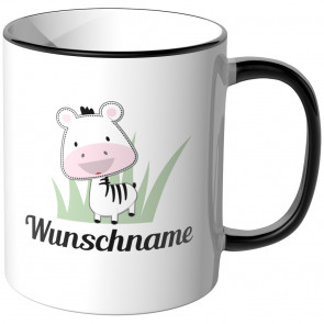 JUNIWORDS Tasse Zebra mit Wunschname