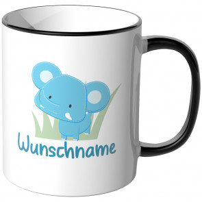 JUNIWORDS Tasse Elefant mit Wunschname - Motiv 1