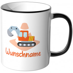 JUNIWORDS Tasse Bagger mit Wunschname - Motiv 1