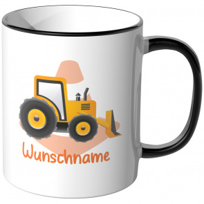 JUNIWORDS Tasse Kompaktlader mit Schaufel mit Wunschname