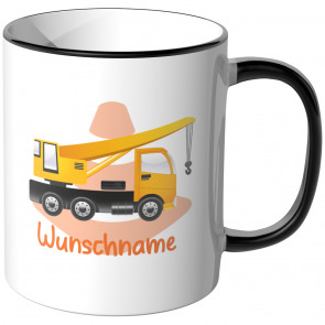 JUNIWORDS Tasse Kran LKW mit Wunschname