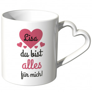 JUNIWORDS personalisierte Herz Tasse *Name* du bist alles für mich! - Rot