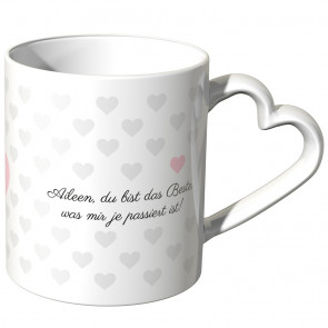 JUNIWORDS personalisierte Herz Tasse *Name* du bist das Beste, was mir je passiert ist! - Rosa