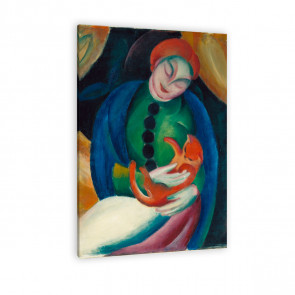 Schrägansicht Leinwandbild Franz Marc - Mädchen mit Katze II