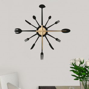 Wandtattoo Uhr - Besteck-Sonne