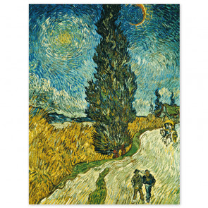 Poster Vincent van Gogh - Landstraße mit Zypresse und Stern