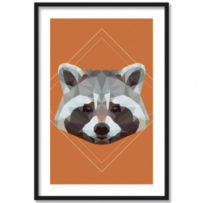 Poster Waschbär Lowpoly