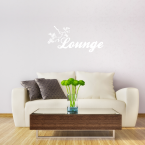 Lounge Schriftzug mit Blumenranke