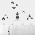 Leuchtturm und Seesterne Set Wandtattoo