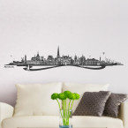 Wandtattoo Skyline Rostock mit Fluss