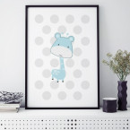 giraffe blau poster kinderzimmer