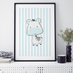 zebra blau poster kinderzimmer