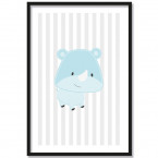 Nashorn blau poster kinderzimmer