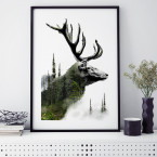 forest deer poster hirschkopf wald