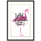 Poster Selbst die schönsten Flamingos fangen Grau an