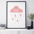 Poster Geburtsposter Wolke Rosa | individualisierbar