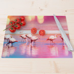 Glasschneidebrett Flamingo Gruppe