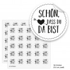 Geschenktüten mit Aufklebern "Schön, dass Du da bist" - weiss