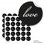 Geschenktüten mit Aufklebern "Love" - schwarz