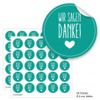 Geschenktüten mit Aufklebern "Wir sagen Danke!" - türkis