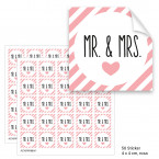 Geschenktüten mit Aufklebern "Mr. & Mrs." - rosa gestreift