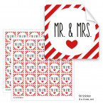 Geschenktüten mit Aufklebern "Mr. & Mrs." - rot gestreift