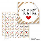Geschenktüten mit Aufklebern "Mr. & Mrs." - vintage gestreift