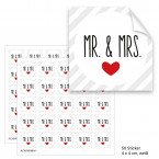Geschenktüten mit Aufklebern "Mr. & Mrs." - weiß gestreift