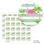 Geschenktüten mit Aufklebern "Flamingo" - grün
