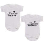 JUNIWORDS Babybodies "I love my twin brother & I love my twin sister" | 2er Set