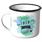 Emaille Tasse Bester Papa der Welt - Aquarell