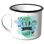 Emaille Tasse Bester Opa der Welt - Aquarell